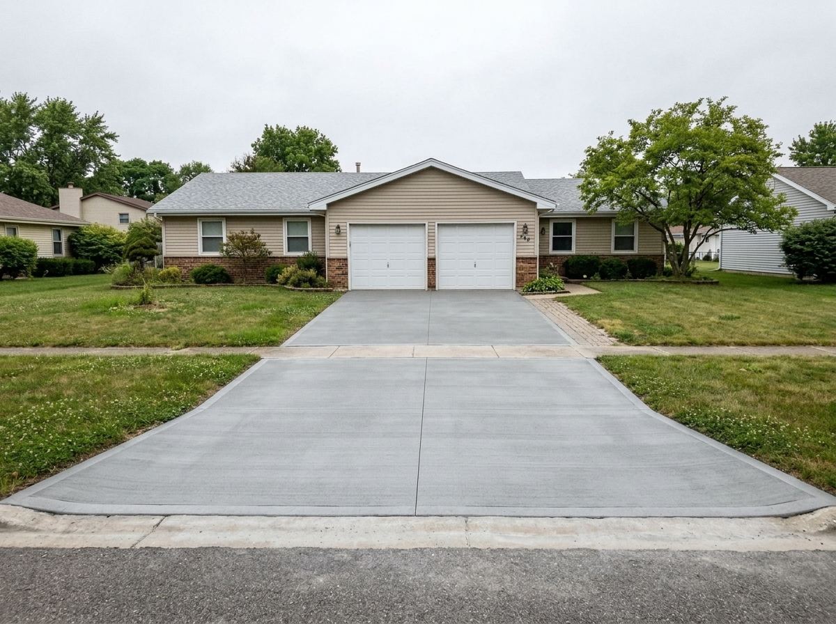 New concrete driveway after installation in Council Bluffs, IA