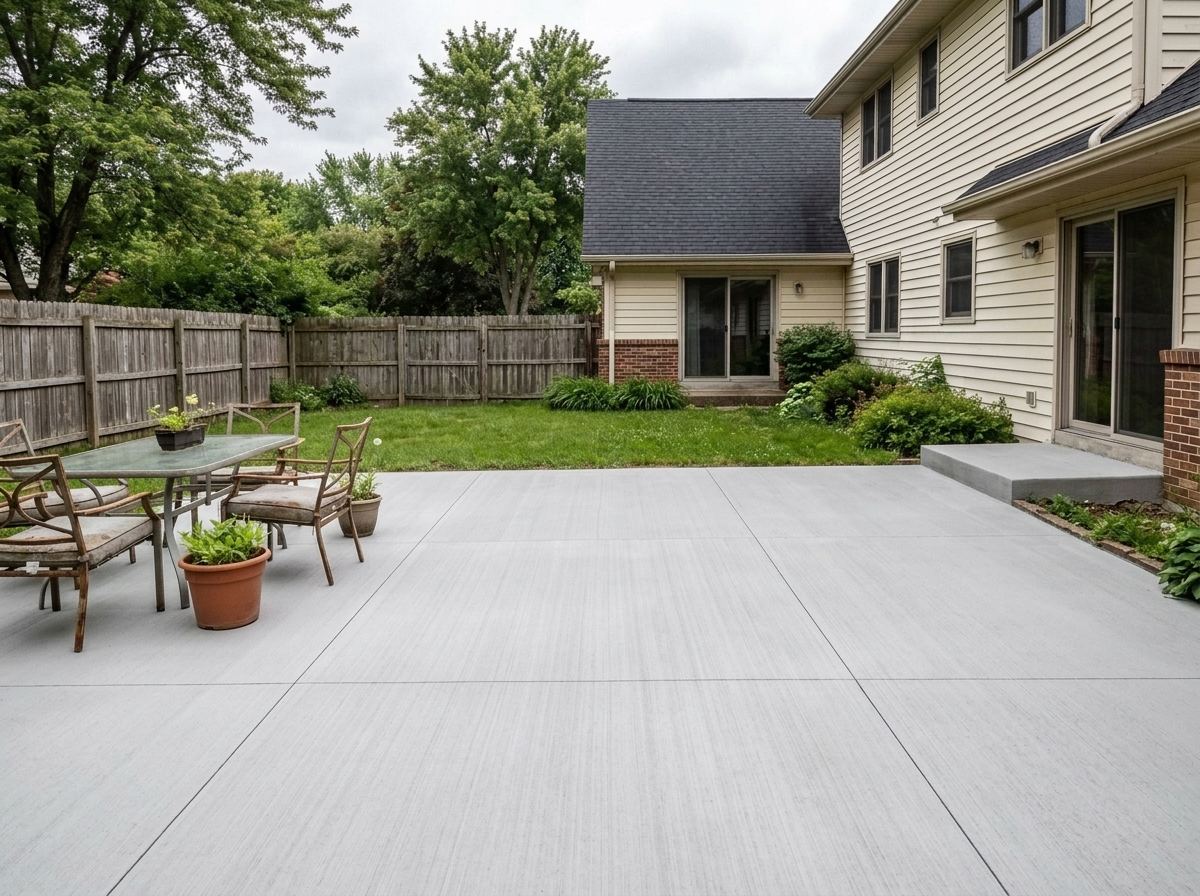 New concrete patio after installation in Council Bluffs, IA